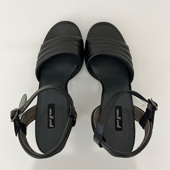 PAUL GREEN Leslie Platform Sandal In Black Leather Size 8.5 NEW - Picture 8 of 14